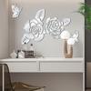 Rosa Borboleta Espelho Adesivo Decoração de Sala de Estar SM222 Acrílico 1mm de Espessura Amor Rosa Borboleta Adesivo de Parede