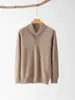 Nuevo Suéter de Cachemira 100% Otoño Invierno para Hombre Cuello Chal Grueso Cálido Casual de Negocios Jersey Pequeño BABY