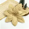 Decoraciones de Flores de Navidad de Terciopelo, Pétalos Multicapa con Estambres Dorados, Decoración para Fiesta Navideña en Casa, Disponibles en Varios Colores
