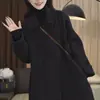Abrigo de Lana de Estilo Coreano de Longitud Media para Otoño e Invierno para Mujeres Petite Holgado Engrosado Elegante Tallas Grandes Gabardina de Lana Ropa de Abrigo