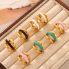 Pendientes de acero de titanio chapados en oro de 18k con forma de C y gota de aceite Pendientes de moda frescos de Corea del Sur Pendientes versátiles con temperamento para mujer al por mayor