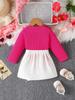 Conjunto de 2 Peças para Bebê Menina Transfronteiriço: Blusa de Manga Longa com Costela e Aplique Redonda + Saia