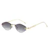 Novos Óculos de Sol Metálicos Rombus Sem Aro Borda Cortada Estilo Europeu Americano Moda Masculina Estilo de Rua Personalidade Tendência Óculos de Sol Cool Transfronteiriços Femininos