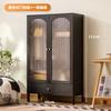Aparador de Cocina Estantería con Puerta de Cristal Madera Maciza Roble Estilo Japonés Combinación para el Hogar Estantería Estante de Almacenamiento de Pie
