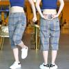 Pantalones Cortos Cropped de Seis Bolsillos para Hombre y Mujer de Tiktok, Verano Seda de Hielo Finos Holgados Versátiles Pierna Recta Elásticos Cuadros Casuales