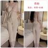 Bata de terciopelo Guiruo con almohadilla para el pecho, escote en V profundo, espalda descubierta, tirantes, pantalones, ropa de casa, traje 4095