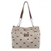 Bolsa de veludo transfronteiriça casual de grande capacidade, novo estilo outono/inverno, bolsa de ombro versátil, bolsa tote de laço da moda
