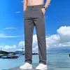 2026 Pantalones Casuales Nuevos para Hombre Verano Delgados Elásticos de Pierna Recta Modernos Versátiles de Secado Rápido Transpirables Pantalones de Seda Hielo Hombre