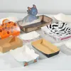 Caja de Barco Desechable Personalizada para Snacks Caja de Barco de Papel Kraft Caja de Empaque para Puesto de Pollo Frito Papas Fritas Albóndigas Cartón Abierto