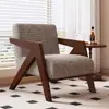 Sillón Individual de Madera Maciza para Sala de Estar Richard Ocio Retro Balcón Cafetería Vintage Diseñador Perezoso Alojamiento