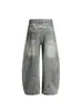 Jeans Lavado Retrô Americano Unissex 2025 High Street Cleanfit Solto Versátil Perna Larga Calças Casuais