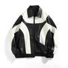 Nueva chaqueta de cuero de color contrastante para parejas, abrigo de otoño 2023, nueva marca de moda popular, ropa de motocicleta voladora Ruan Shuai