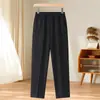 Calça Cropped de Verão Fina para Mulheres de Meia-Idade e Idosas, Calça Reta de Cintura Alta Elástica, Modelo Vovó