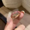 Anillo redondo de circonia con montura completa de diamante de color, fresco y dulce para el verano, versátil y exquisito, joyería de nicho de alta gama para mujer