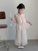 Hanfu para Niñas 2026 Nuevo Estilo Elegante para Bebés, Conjunto de Disfraz Tradicional Chino Modernizado, Traje Tang sin Mangas de Estilo Nacional para Niños