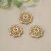 Suporte de girassol com zircônia cravejada de ouro 18K seis lados flor de ameixa favo de mel oco diamante gadget pulseira colar diy