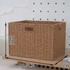 Caixa de Armazenamento Estilo Japonês, Cesta de Armazenamento para Sala de Estar e Quarto, Cesta de Armazenamento de Palha e Rattan Sintéticos, Cesta de Armazenamento para Armário de Casa