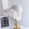 Gorra Visera de Lino Sintético con Cordones de Color Sólido para Mujer, Nuevo Estilo de Verano, Gorra de Tela Versátil y Casual para Proteger del Sol, Gorra para Proteger del Sol que Adelgaza el Rostro