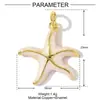 Estrela do Mar com Gotejamento de Óleo Francês Concha Flor Cobre Zircônia Brincos Pingente DIY Câmera Feminina Pimenta Colar Pingente de Joia