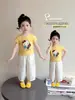 Traje de Verano 2026 Nuevo Estilo con Gato Kt de Manga Corta para Niñas Ropa Casual de Verano a la Moda Conjunto de Dos Piezas a la Moda para Bebés Niñas