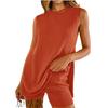 Nuevo (Engrosado) Popular Conjunto de Punto Verano Exportación Transfronterizo Europeo y Americano Color Sólido Tejido Suelto Sin Mangas Mujer