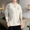 Camiseta Masculina de Manga Longa para Primavera e Outono, Camada Base, Moletom Pulôver Casual Tendência