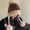 Gorro Relleno para Mujer en Otoño e Invierno Estilo Coreano Lindo Gorro de Felpa con Cuernos de Oveja Pequeña Gorro de Lana Gorro de Punto de Celebridad de Internet