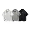 Yidao Vintage 2026 Verano Nueva Marca de Moda Patchwork Desconstruido Manga Corta para Hombre Estilo Japonés Holgada Versátil Camiseta con Cuello de Solapa