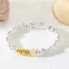 Pulsera Antiestática de Venta Caliente Transfronteriza Popular de Amazon de Piedra Bilis Negra Galvanizada Ajustable Irregular con Cuentas para Mujer