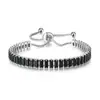 Pulsera de Tenis con Diamantes Negros de Zirconia Completos Hip-Hop Transfronteriza para Hombres y Mujeres, Pulseras Redondas y Rectangulares, Venta al por Mayor Caliente Transfronteriza