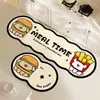 Alfombrilla de Cocina Absorbente Antideslizante de Tierra de Diatomeas de Dibujos Animados, Juego Irregular de Dos Piezas para Piso de Baño, Felpudo para Puerta de Inodoro, Alfombrilla de Piso de Dibujos Animados
