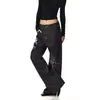 Jeans de mezclilla cruda con estampado de caballo de guerra retro americano para hombres y mujeres, estilo callejero, pantalones de mezclilla anchos hasta el suelo, geniales y modernos