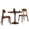 Mesa Redonda Pequeña de Madera Maciza Color Nogal Retro Mesa de Comedor Hogar Apartamento Pequeño Café Balcón Mesa de Negociación Medieval