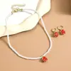 Joyería transfronteriza de San Valentín más vendida Aretes de flor de rosa roja Collar de corazón Conjunto Aretes de San Valentín europeos y americanos