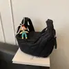 Bolsa de Couro Jeans Formato Dumpling para Mulheres, Bolsa de Ombro Transversal Grande Capacidade, Bolsa Nuvem Casual de Couro Macio, Bolsa de Mão para o Dia a Dia, Estilo Coreano