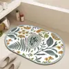 Tapete de Chão de Terra de Diatomáceas Estilo Americano Floral para Banheiro, Entrada de Vaso Sanitário, Tapete Antiderrapante, Tapete Absorvente de Secagem Rápida para Banheiro