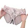 Nuevas bragas de encaje para mujer, alta elasticidad, seductoras, transparentes, entrepierna abierta, diseño hueco, con cascabel y lazo, alta elasticidad, bragas triangulares de talla grande