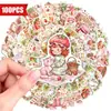 Nuevo juego transfronterizo de 100 piezas de lindos stickers de dibujos animados estilo pastoral de fresa dulce para decoración de diario, pegatinas planas impermeables