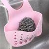 Estante de almacenamiento para cocina, escurridor de grifo, botón a presión ajustable, estante de almacenamiento de plástico, bolsa para fregadero