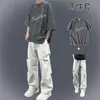Conjunto de verão moderno e novo para homens, estilo paraquedista, conjunto de duas peças, ootd para meninos, legal, bonito, um conjunto calça combinando, roupas masculinas, usar seda gelada