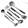 Juego de Utensilios de Cocina Acero Inoxidable 304 Mango de Madera Utensilios de Cocina Espátula Cuchara para Sopa Espátula de Cocina Casera Cuchara Suministros de Cocina