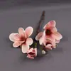 Flor de Magnólia Artificial em Novo Estilo Chinês, Toque Realista, Grande Flor Artificial de Magnólia, Decoração de Haste Única para Sala de Estar e Mesa de Jantar de Alto Padrão