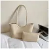 Bolsa Grande com Padrão Trançado de Moda Transfronteiriça para Mulheres, Nova Bolsa Tote Casual de Grande Capacidade, Bolsa Mãe e Filha, Bolsa de Ombro de Braço, Tendência
