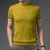 2026 Nuevo Estilo Primavera y Otoño Tejido de Punto de Manga Corta 100% Lana de Oveja para Hombres Jóvenes y de Mediana Edad, Delgado y Elegante