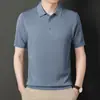 Camiseta Casual Masculina de Malha Computador Respirável com Manga Curta e Gola Lapela Jovem e de Meia-Idade Moda Top