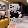 Capa de Telefone Gato Preto com Bolinhas de Lã de Pena para iphone15 13 Apple 14plus Fada Fashion Resistente a Quedas