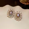 Brincos de Pérola Vintage Retro Usados com Diamantes, Brincos de Luxo Leve de Nicho de Alta Qualidade, Brincos Fabricante de Fábrica de Yiwu