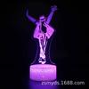 Lâmpada de mesa 3D dedicada a Michael Jackson Série de cantor de música Lâmpada de atmosfera LED Luz noturna colorida visual