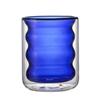 Taza doble de vidrio espiral de colores, taza para leche, taza para café mousse, taza de vidrio para oficina, vaso para jugo, venta al por mayor