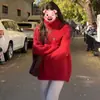 Tricô Irregular de Caimento Solto Estilo Francês, Novo Estilo Preguiçoso Outono e Inverno Suéter Quente Engrossado com Gola Alta para Mulheres